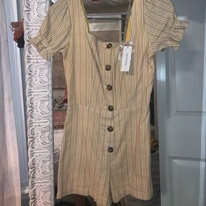 BRAND NEW Francescas Yellow Striped Romper